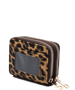 Double Zip Accordion Card Holder Wallet SA014 LEOPARD